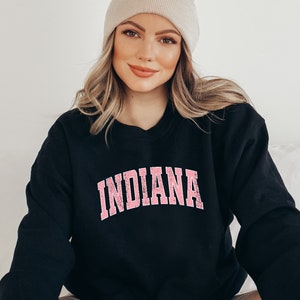 Indiana Sweatshirt, Indiana Pink Print Hoodie, Cute Indiana Sweater ...