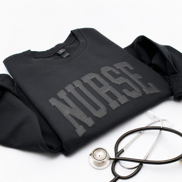 Nurse Puff Sweatshirt: Black, Long Sleeve, Comfortable Fit