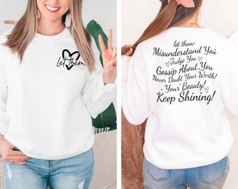 Inspirational Back Print Sweatshirt, Trendy Statement Hoodie
