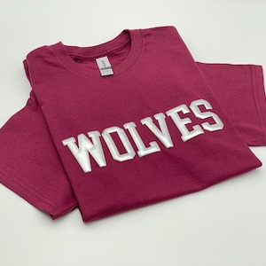 Custom Puff Design T-shirt, Embossed Mascot Shirt, Custom School Mascot Shirt, Embossed Design Customized, Team Name Tee, Puff School Sports