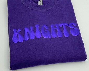 Custom Puff Print Team Name Sweatshirt, Embossed Print, Mascot Sweatshirt, Gift for Mom, Custom Team Sweatshirt, School Spirit Sweatshirt