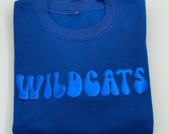 Custom Puff Print Team Name Sweatshirt, Personalized Embossed Print, Mascot Sweatshirt, Gift for Mom, Gift Idea, School Spirit Sweatshirt