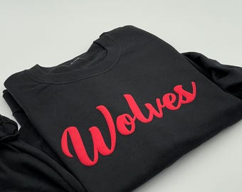 Custom Puff Print Team Name Sweatshirt, Embossed Print, Personalized School Name, Mascot Sweatshirt, School Name, School Spirit Sweatshirt