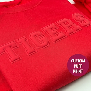Custom Puff Design Team Name Sweatshirt, Embossed Mascot Sweatshirt, Custom School Mascot Sweatshirt, Custom Football Team, Christmas Gift