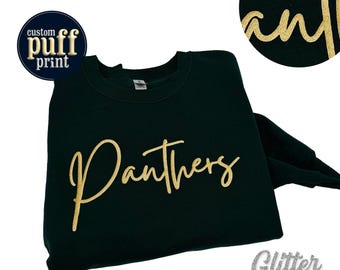 Custom Puff Print Team Name Sweatshirt, Embossed Mascot Sweatshirt, Custom School Mascot Sweatshirt, Custom Football Team, School Name Shirt