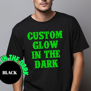 Personalized Glow in the Dark Shirt Custom Halloween Tee Neon Graphic T-Shirt for Party Matching or Fall Costume Look
