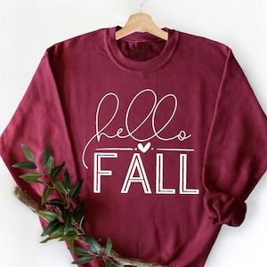 Hello Fall Sweatshirt, Cute Fall Shirts Women, Hello Fall Sweater, Crewneck Pullover, Autumn Hoodie, Fall Shirts for Women,Cute Fall Sweater