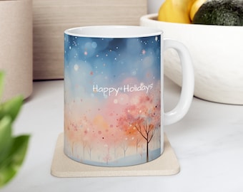 Winter Urlaub Keramik Kaffeetasse, Geschenk für Sie / Ihn (11 Unzen)