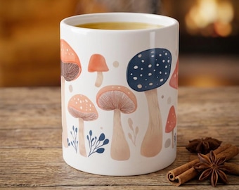 Mushrooms Ceramic Mug | Whimsical Woodland Coffee Cup