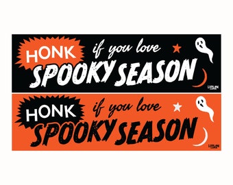 Honk If You Love Spooky Season Bumper Sticker - Halloween Humor