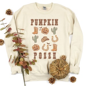 Pumpkin Posse Western Sweatshirt, Western Halloween Shirt, Retro Western T-Shirt, Cowboy Boots Tee, Retro Halloween Gift, Cowboy Hat Top