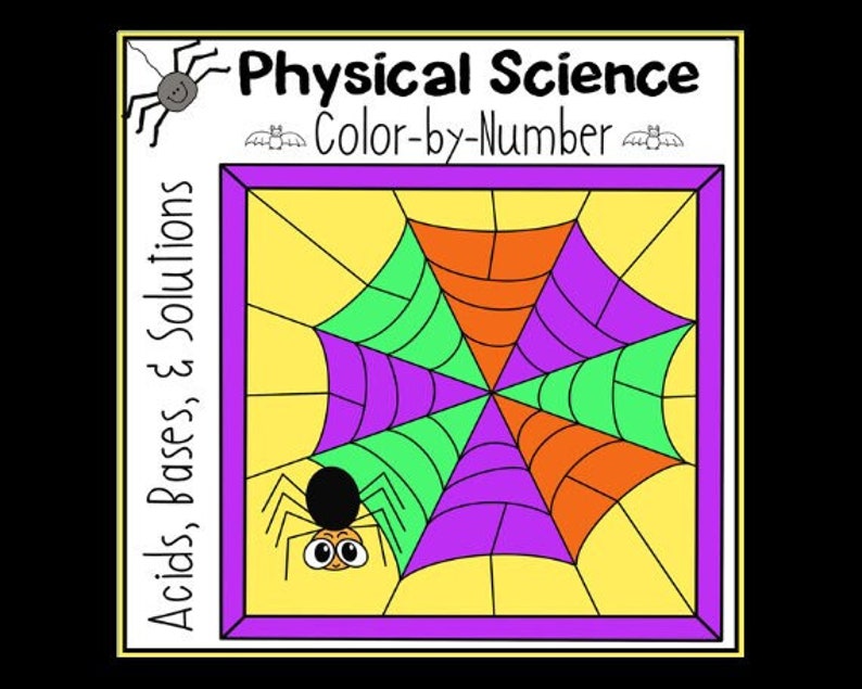 Halloween Acids, Bases, & Solutions Color-by-number, Halloween Activity ...