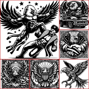 50 American Eagle Patriottismo svg png jpeg ad alta risoluzione HD per cricket e lightburn incisione laser aquile patriottiche bandiera degli Stati Uniti