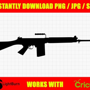 FN FAL Military Rifle silhouette Digital Download svg / png / jpg