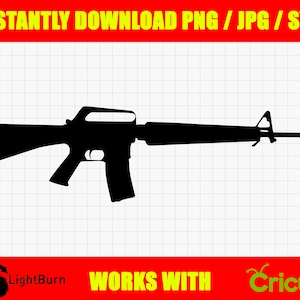 M16 Military Rifle Silhouette Digital Download svg / png / jpg