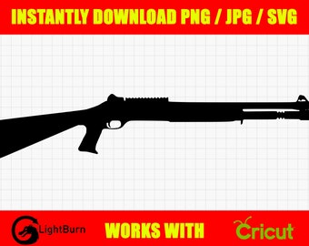 Benelli M4 Shotgun Silhouette Téléchargement numérique SGV / PNG / JPG