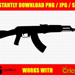 AK-47 Rifle Silhouette Digital Download svg / png / jpg