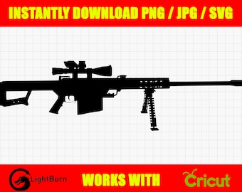 Barrett M82A1 50 Caliber Military Sniper Silhouette Digital Download PNG / JPG / SVG