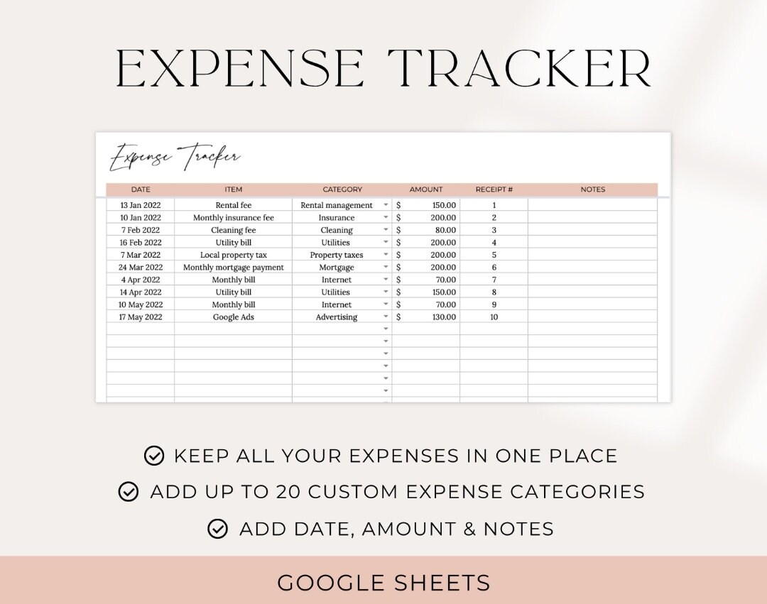 Printable Rental Bookkeeping Rental Income & Expense Tracker Airbnb Tracking Spreadsheet Airbnb ...