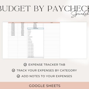 Paycheck Budget Spreadsheet Template for Google Sheets, Budget by ...