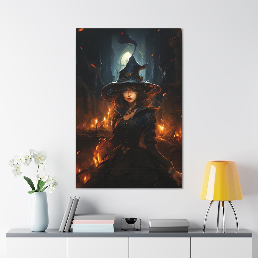 Animation Style Witch Halloween Canvas Print Wall Art Halloween Witches ...