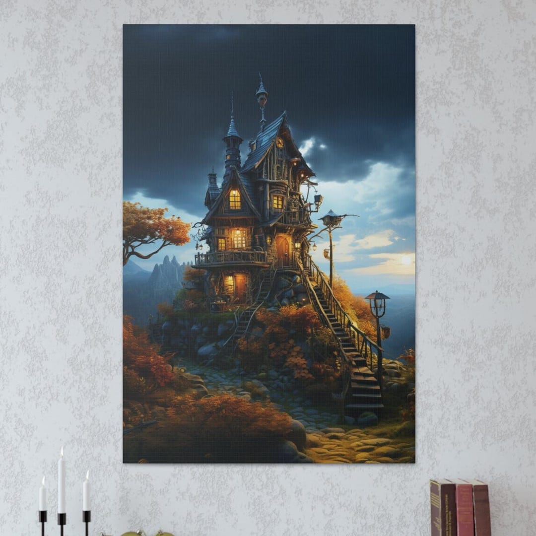 Scary Haunted House Canvas Print Halloween Decor Wall Art Gifts - Etsy