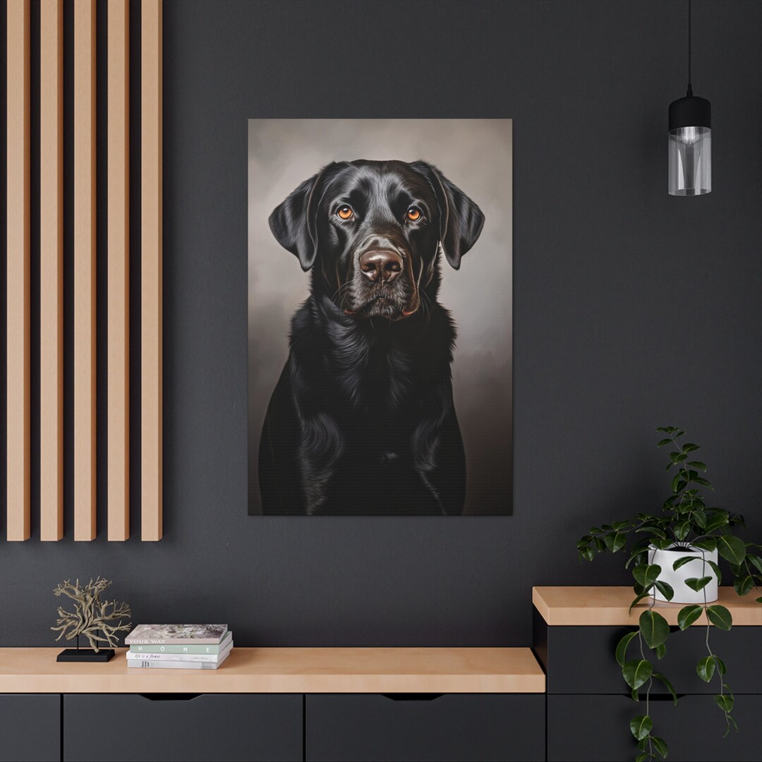 Beautiful Black Labrador Retriever Canvas Print Majestic Canine Wall ...