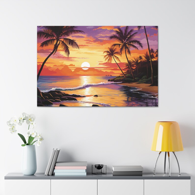 Tropical Sunset Canvas Print Wall Art Decor Aesthetic Scenic Nature