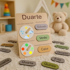 Montessori Wooden Weather Station: Kids Learning Calendar & Emotions Board