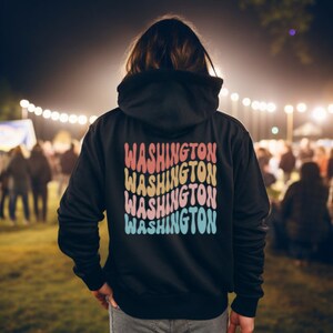 Seattle Skyline & Retro Washington Hoodie