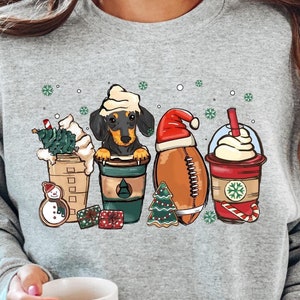 Christmas Dachshund Sweatshirt, Dachshund Mom Gift, Funny Xmas Shirt, Christmas Football Shirt, Dog Lover Gift, Christmas Crewneck