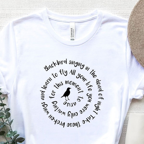 Blackbird Singing Shirt, Beatles Lyrics, Rock N Roll t shirt, The Beatles Lover, Old Style rocker t shirt, Beatles Gift