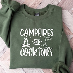 Campfires and Cocktails Sweatshirt, Camper Group Sweatshirt, Camping Hoodie, Hiking Sweatshirt, Caravan Life Sweatshirt, Adventure Hoodie