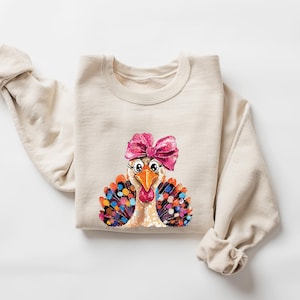 Funny Turkey Sweatshirt, Thanksgiving Womens Shirt, Glam Turkey Shirt, Thanksgiving Gift, Thankful Turkey Tshirt