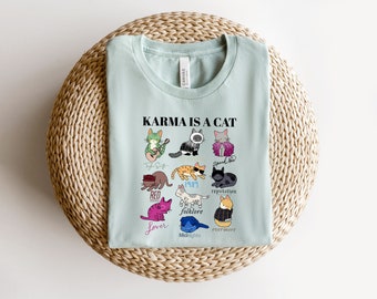 Karma Is a Cat, Popular Fan Shirt, Concert Tshirt,swiftie merch kids,,Swiftie Gift Tour Shirt, Swiftie Lovers Cute Sweater, Kids Fan Shirt