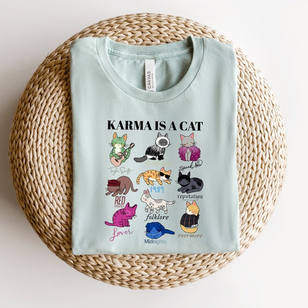 Karma Is a Cat, Popular Fan Shirt, Concert Tshirt,swiftie merch kids,,Swiftie Gift Tour Shirt, Swiftie Lovers Cute Sweater, Kids Fan Shirt