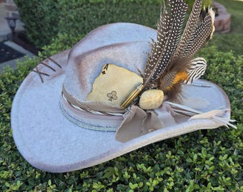 Embellished Wide Brim Fedora: Dressy Western Cowgirl Hat - Etsy display picture 3