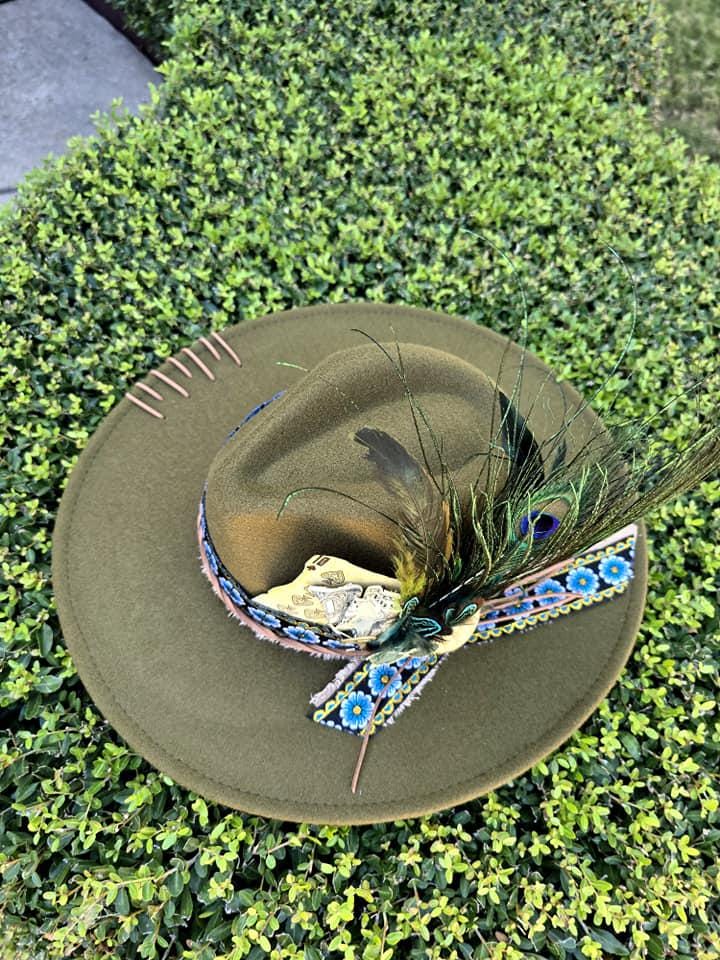 Green Fedora Hat with Paisley Silk Tie and Pearl Necklace il_fullxfull.6421911761_aqgp.jpg main image 2