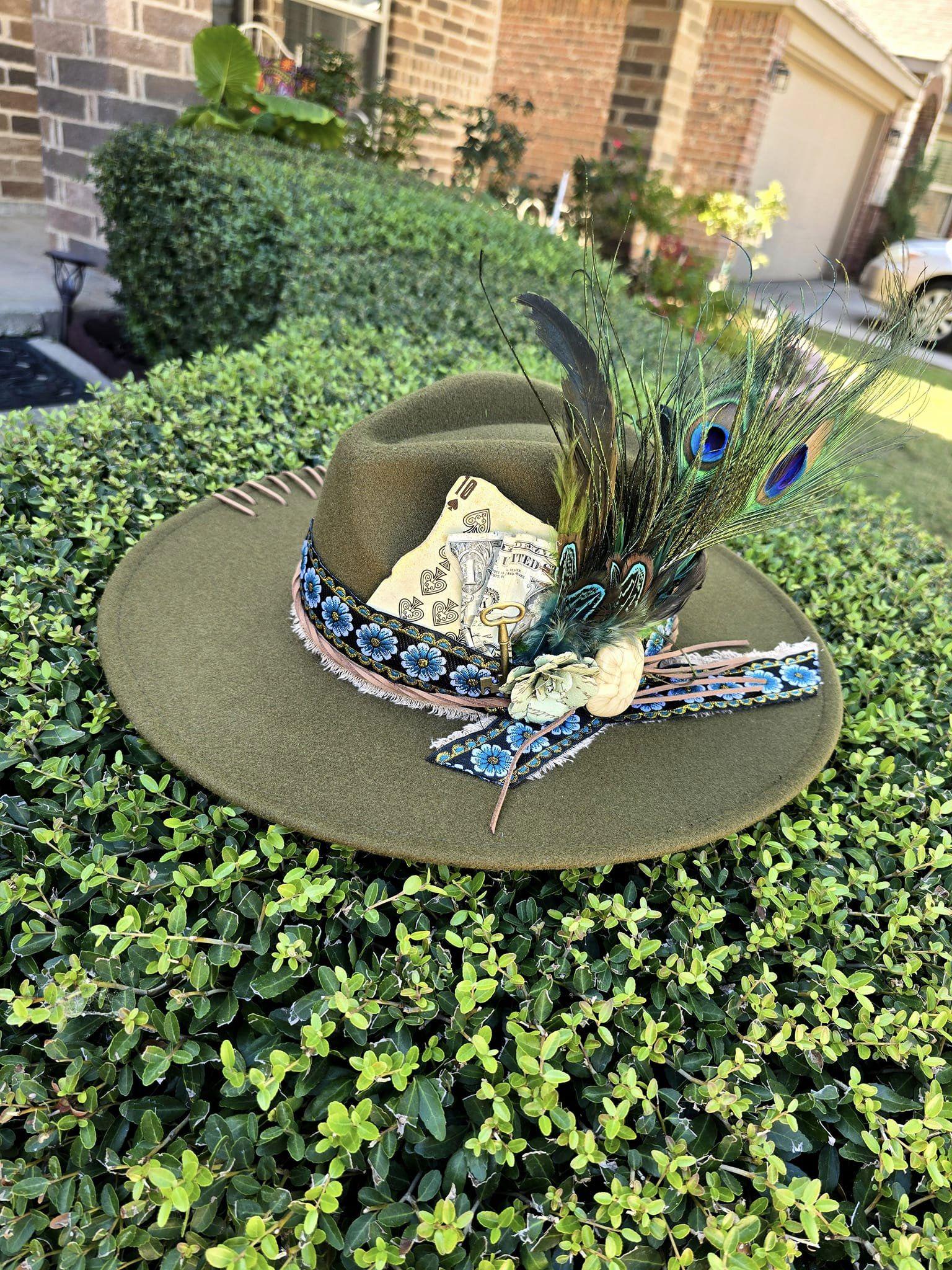 Sage Green Feather Fedora Hat: Kentucky Derby, Tea Party - Etsy display picture 3