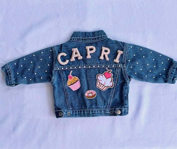 Personalized Kids Denim Jacket: Custom Chenille Name Patches