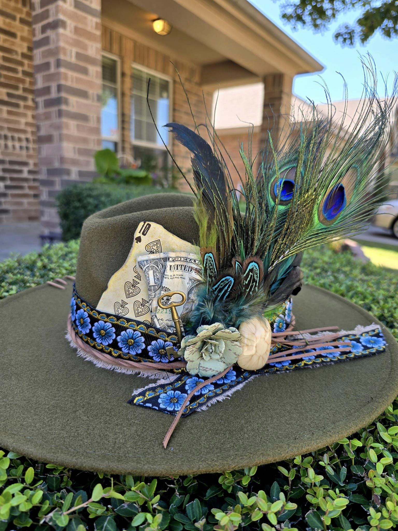 Sage Green Feather Fedora Hat: Kentucky Derby, Tea Party - Etsy display picture 2