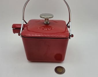 Staub La Théière Rare Square Teapot Red Pimento Cast Iron Teapot