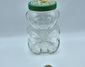 Tarro de mantequilla de cacahuete Kraft vintage de 1988 – Oso de cristal coleccionable (1,5 kg) – Decoración de cocina retro / Nostalgia canadiense