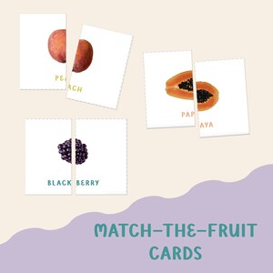 PDF Fruit Matching Cards | Montessori Materials Printable Toddler Pattern Matching | Fruit Symmetry Puzzles Produce Identification Printable