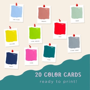 20 Farbkarten | Montessori Farbe Lernkarten | Lerne deine Farben | Vorschul-Farbunterricht | Homeschooling Farben | PDF Sofort Download