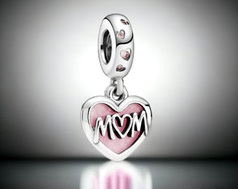 Charm MOM cœur rose - Argent S925