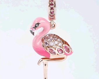 Rosa Flamingo-Charm – S925 Silber