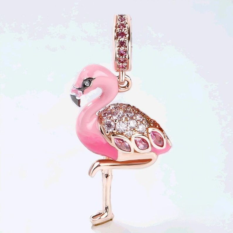 Charm Flamant Rose Argent S925 image 1