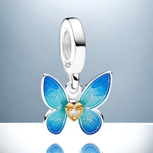 Charm Papillon avec coeur Argent S925 image 1