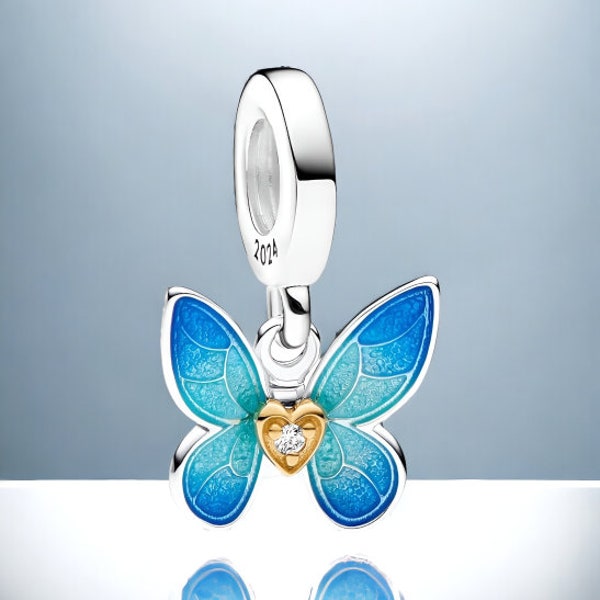 Charm Papillon avec coeur - Argent S925